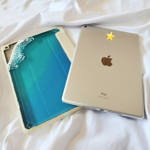 iPadケース 第9世代 10.2インチ カバー 海 オーシャン OCEAN 波 アート レジン タブレットケース