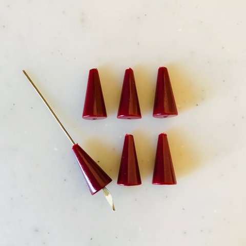 Vintage Red Cone Drop Beads