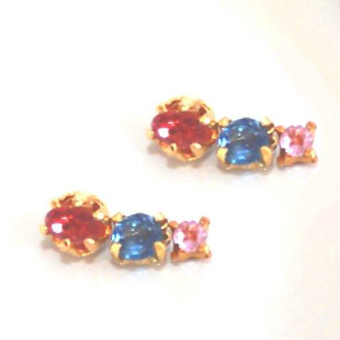 - anohoshi - Blue & Pink Sapphire & Rubellite Earrings