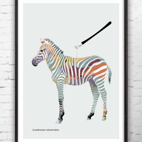 北欧カラー 　馬　動物　かわいい  ポスター　A4    アート　アートポスター　seiはオリジナル専門スタジオ　835