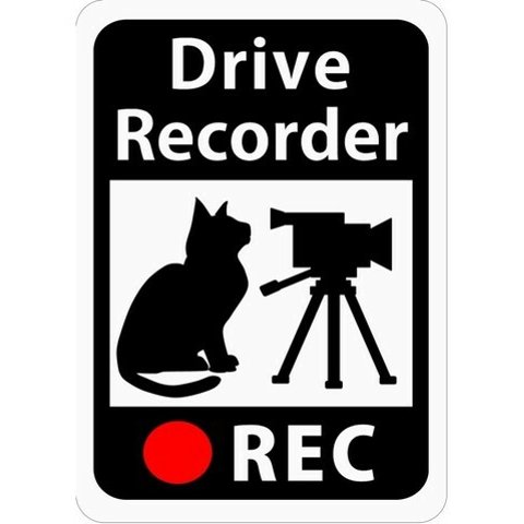 ドライブレコーダー搭載ステッカー 「猫とビデオカメラ」 (再剥離ステッカー) s22r