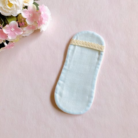 ▽30%OFF【ＸＳサイズ】布ナプキン〈パッド３層〉ライトブルー×コットンニット