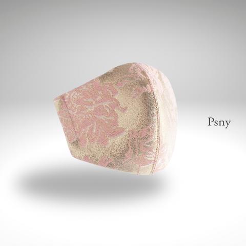 PSNY フォーマル 和装 グリッター・ジャガード★ゴールド・ピンクのフィルター入り布マスク 着物 結婚式 ますく FL06
