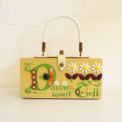 ★Vintage 1960's Enid Collins Green Daisies Won't Tell Box Bag