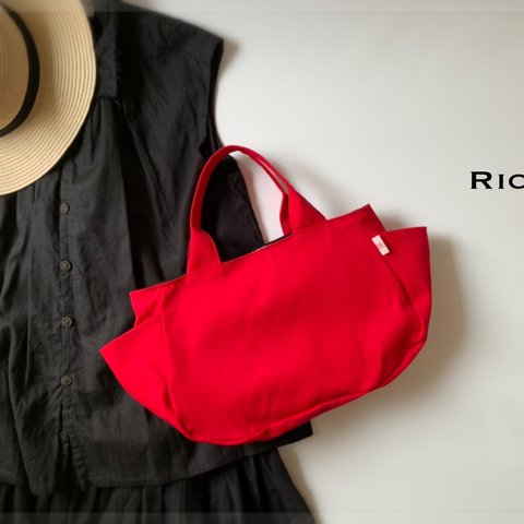 SIOCO・Ricoシリーズ  11号帆布 トートバッグ Lサイズ・イタリアンレッド・帆布バッグ　サイドポケット　デイリーバッグ　差し色　赤