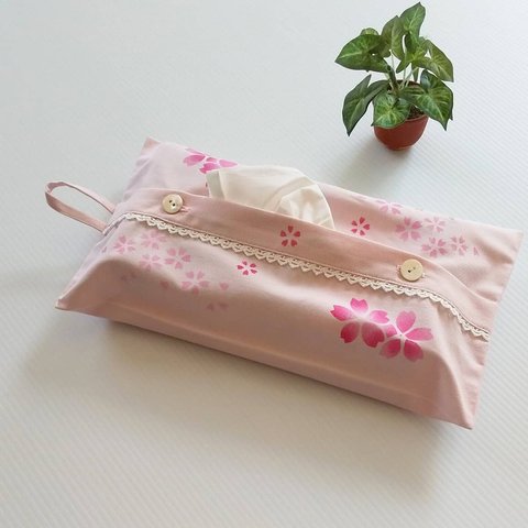 【送料無料】桜の染めティッシュカバー