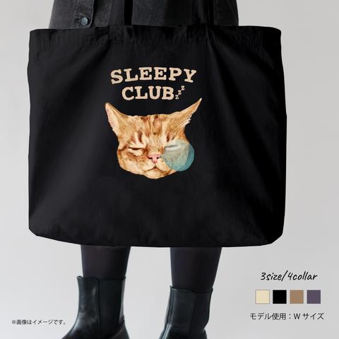 「SLEEPY CLUB_CAT」 薄手のしっかりトートバッグ/送料無料