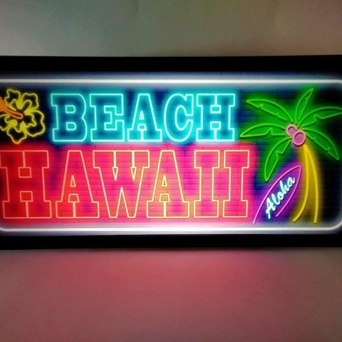 ハワイ ビーチ Hawaii アロハ サイン 看板 置物 雑貨 LED2wayライトBOX