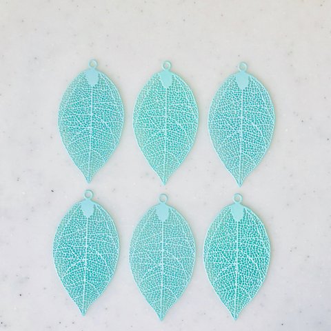 Sky Blue Filigree Leaf Parts