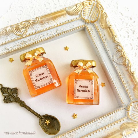 ★ジャム瓶ブローチ・マーマレード(orange marmalade brooch/スイーツデコ/フェイクスイーツ/お菓子/食品サンプル/フェイクフード)