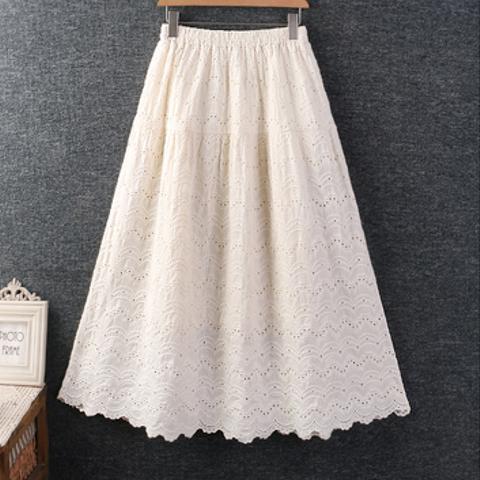 夏服の新作 刺繍 綿麻 ゆったり した ハーフ スカート