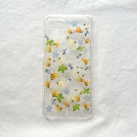小花いっぱいの押し花 iphoneケース/押し花ケース