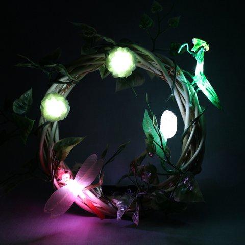 箱庭 リース LEDライト 蟷螂と蜻蛉　