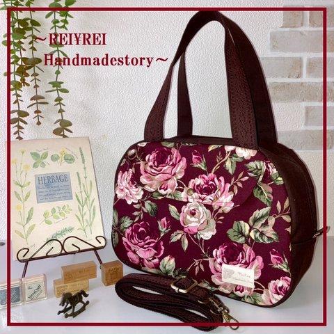 新作！ボストン型トート4WAY♡ショルダー紐付き♡花柄♡レース♡帆布