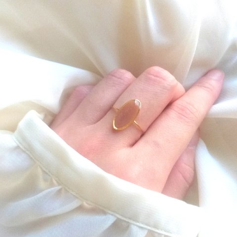 simple oval ring シンプル オーバル ワイヤーリング NO.02 ( くすみベージュ・フリーサイズ )