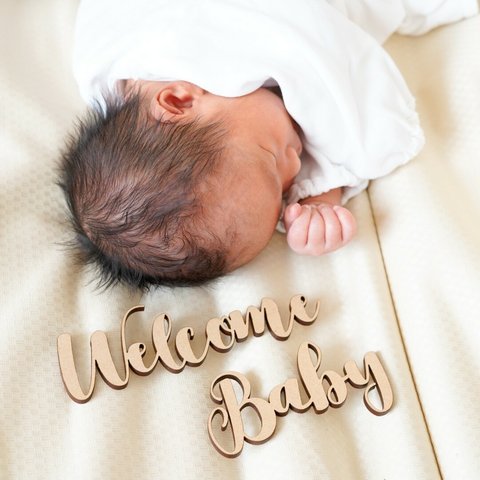 木製［送料込］レターバナー ミニ ［ Welcome Baby ］ジャストボーン ニューボーンフォト セルフフォト NewBorn 撮影小物 ベビーシャワー