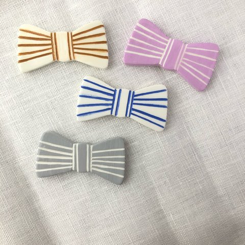 陶器風ブローチ ribbonbon □ヘアゴムに変更できます□