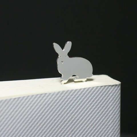 Rabbit-BookMark-1　ウサギ　シルバーブックマーク　しおり