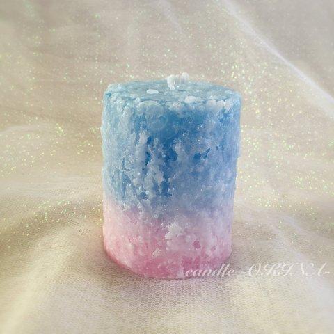 《雪が舞ってるようなキャンドル☆》Snow short candle -Blue*Pink-