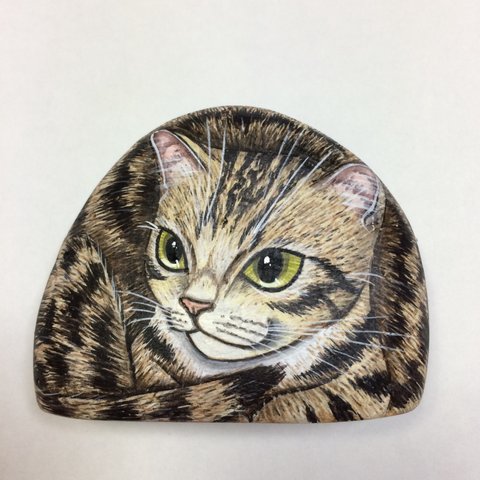 石猫オブジェ(カード立て・むぎわら)