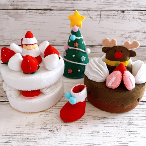 フェルトクリスマスケーキ☆フェルトままごと