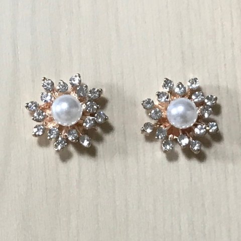 GOLD PEARL CRYSTAL FLOWER CABOCHONS PARTS