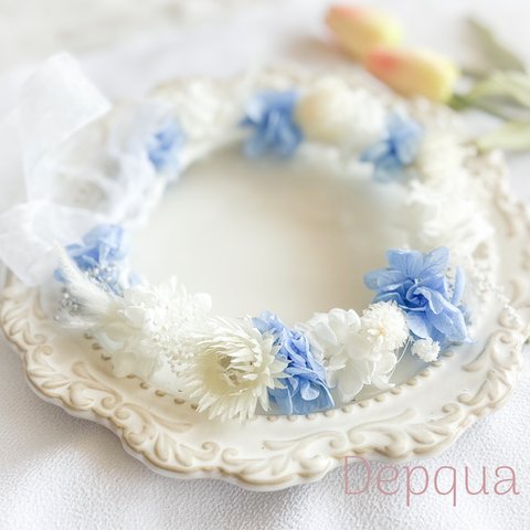 【送料無料】ベビーキッズ花冠　~sea white~  花かんむり　ベビー　キッズ　はなかんむり　リングガール　ベビー花冠　子供用花冠　結婚式　誕生日　バースデー