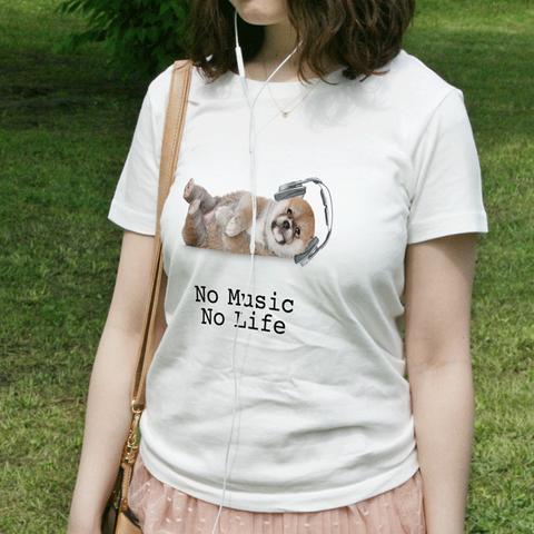 送料無料☆【ドライTシャツ】柴子犬だってNo Music No Life