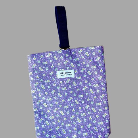 【輸入生地】DENIM × flower シューズバッグ purple