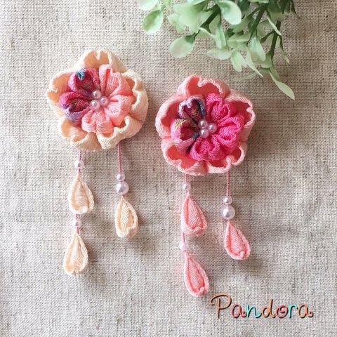 つまみ細工☆八重桜 留め具が選べます♡