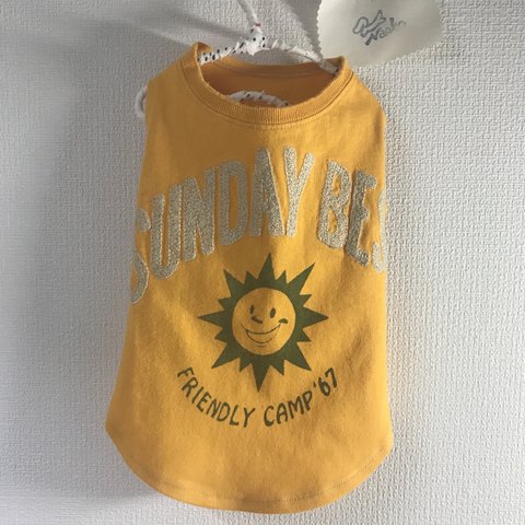 ミニチュアダックス 古着Tシャツ　イエロー