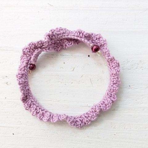 crochet かぎ編み の ワイヤーブレスレット💜 バングル タイプ ラベンダー