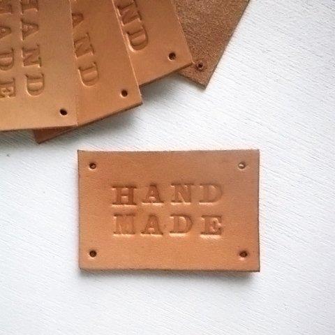 【8枚入】１枚当たり約63円　革タグ【HANDMADE】(ナチュラル)