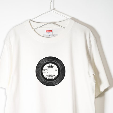 アートなレコードのフォトデザイン③ 音楽系Ｔシャツ プレミアム生地【ホワイト】やや厚め生地のハイグレード半袖クルーネック