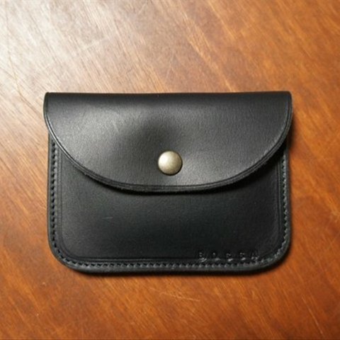 ヌメ革製 シンプル 大きい カード入れ  BC6 黒 ブラック コインケース 小銭入れ 財布 本革製