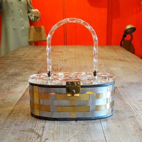 50s USA Vintage lucite × steel handbag