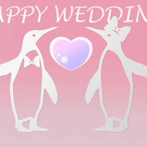 ☆Cubee☆ペンギン☆結婚式：ウエディング・ウェルカムボード☆アクリル・スワロフスキークリスタル☆