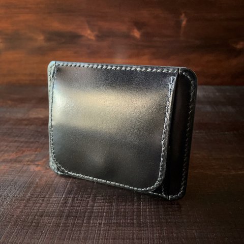 《小銭 ＆ カード》ミニマルレザーウォレット（ブラック）ミニ財布