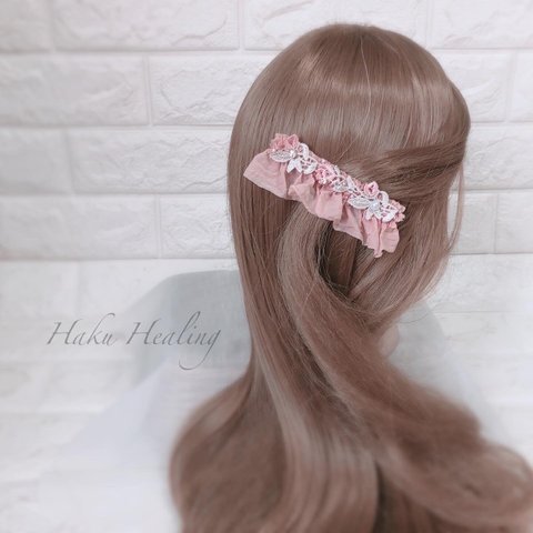 刺繍ローズ.｡.:*♡ ヘアクリップ 8cm