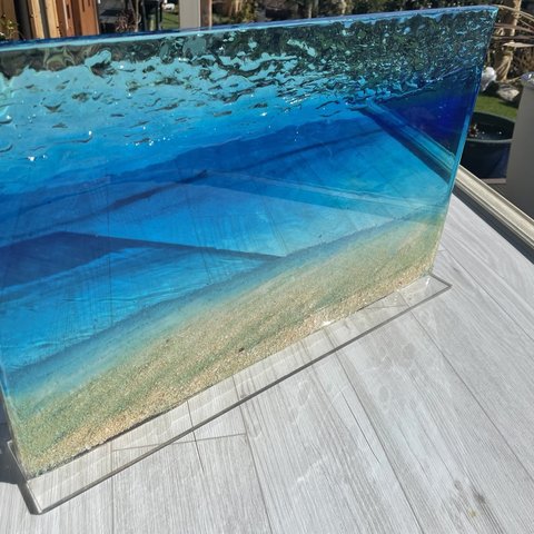 レジンアート　ブルースカイシー　インテリアアートパネル　立てかけパネル50×30cm 海