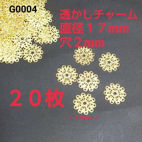 透かしチャーム  直径17mm  穴2mm