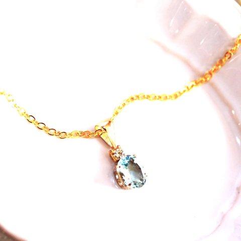 - petit - k18+k18gp Diamond & Blue Topaz Pendant Top