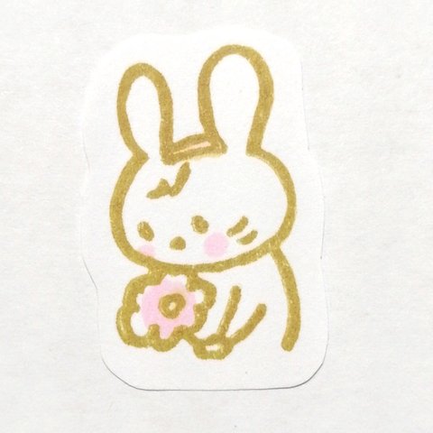 カチューシャうさぎとお花　消しゴムはんこ