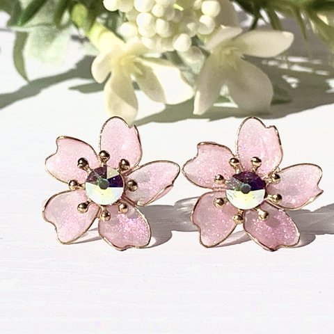 まわる桜　風花シリーズ　ピアス/イヤリング