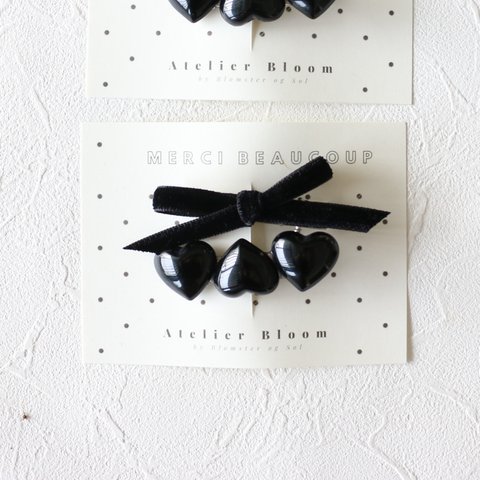 Black Velvet Ribbon × Heart Hair clip♡♡♡