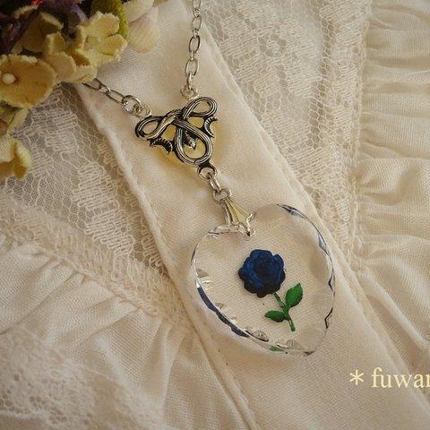 Vintage Intaglio Pendant (Blue Rose) 