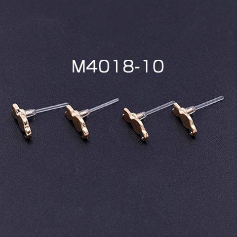 M4018-10  20個 樹脂ピアス 猫 5×10mm クリア/ゴールド2×【10ヶ】