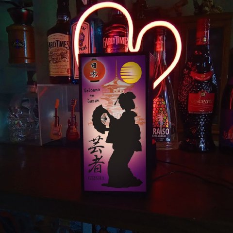 【海外の方へ】芸者 舞妓さん 日本 ジャパン お土産 プレゼント ミニチュア サイン ランプ 看板 置物 雑貨 ライトBOX