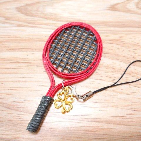 オリジナルテニスラケットのストラップ  （ 赤×黒×黒） 