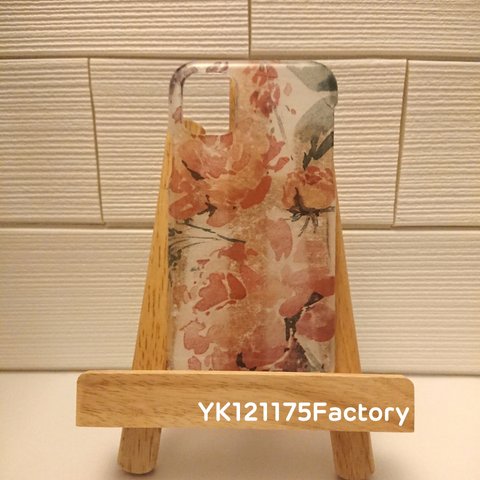 order【ご参考迄】水彩画タッチ2「淡いお花」のスマホケース(ロージーブラウンVer.)